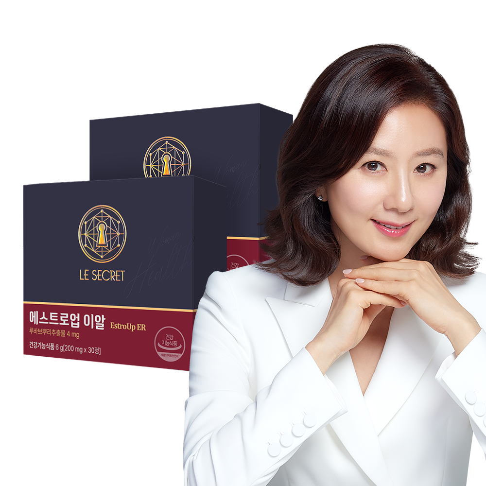 르시크릿 에스트로업 이알 2박스 2개월분 여성 갱년기 영양제 <b>루바브뿌리추출물</b> ERr731