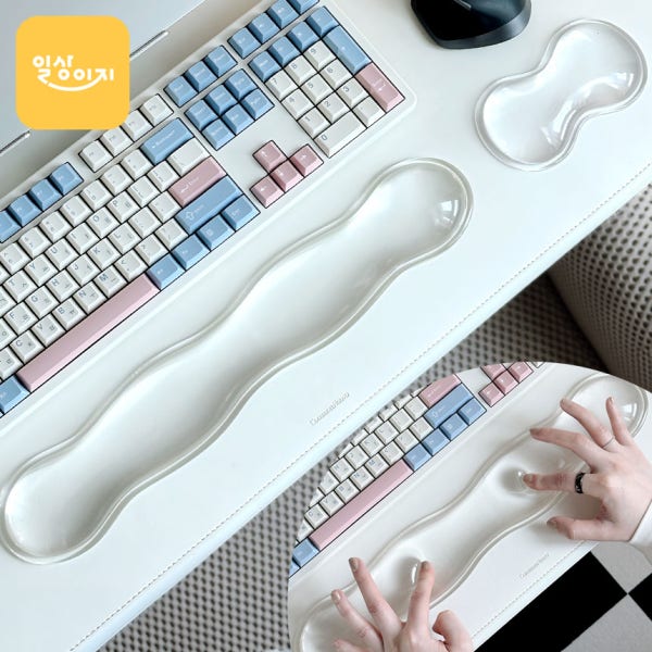 팜레스트 키보드 손목받침대 패드 실리콘 텐키리스 풀배열 투명 마우스겸용 세트 36cm