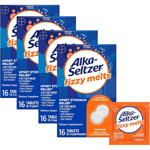 <b>Alka-Seltzer</b> 식이 보충제 제산제 오렌지 맛 64개입