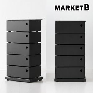 철제 미니 서랍장 이동식 모듈 서랍장 단스 375x260x730mm, 5단, 블랙