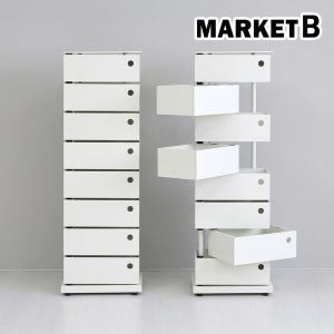 철제 미니 서랍장 이동식 모듈 서랍장 단스 375x260x1120mm, 8단, 화이트
