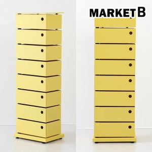 철제 미니 서랍장 이동식 모듈 서랍장 단스 375x260x1120mm, 8단, 옐로우