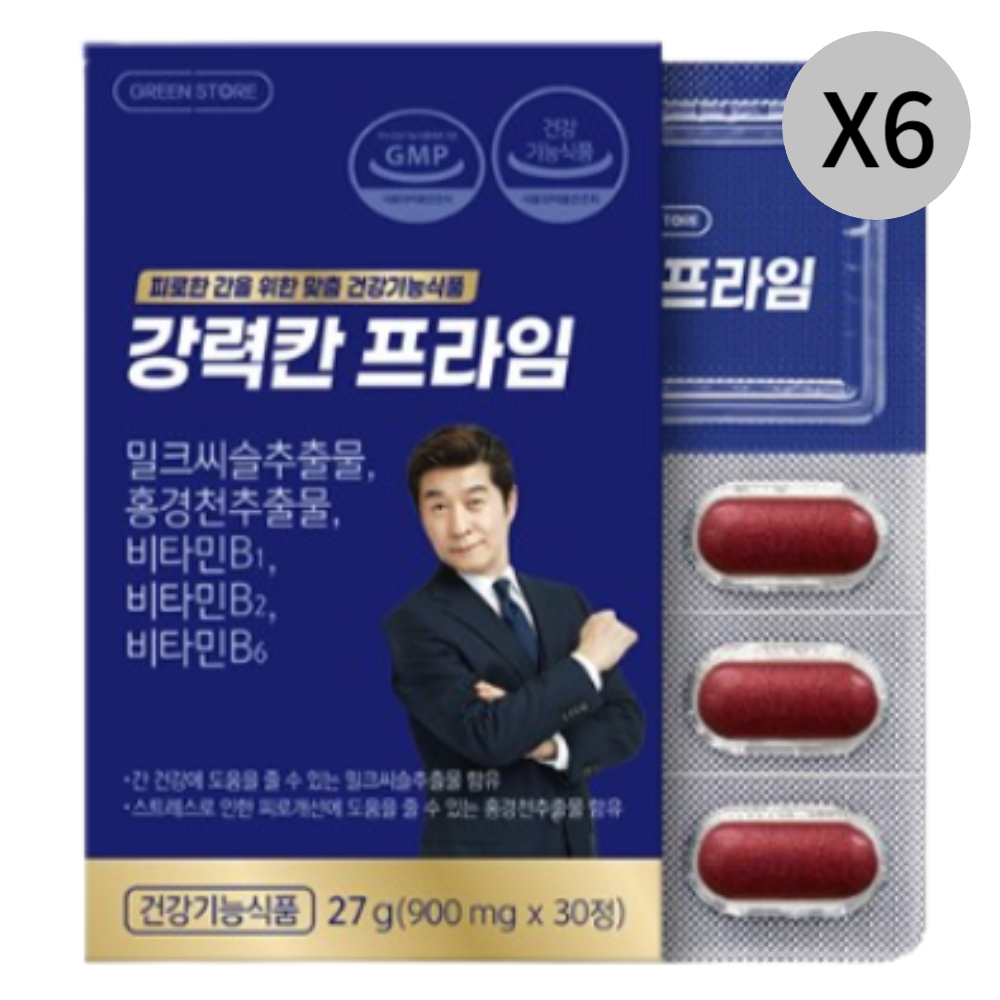그린스토어 <b>강력칸</b> 프라임 밀크씨슬 간 건강 30캡슐X6