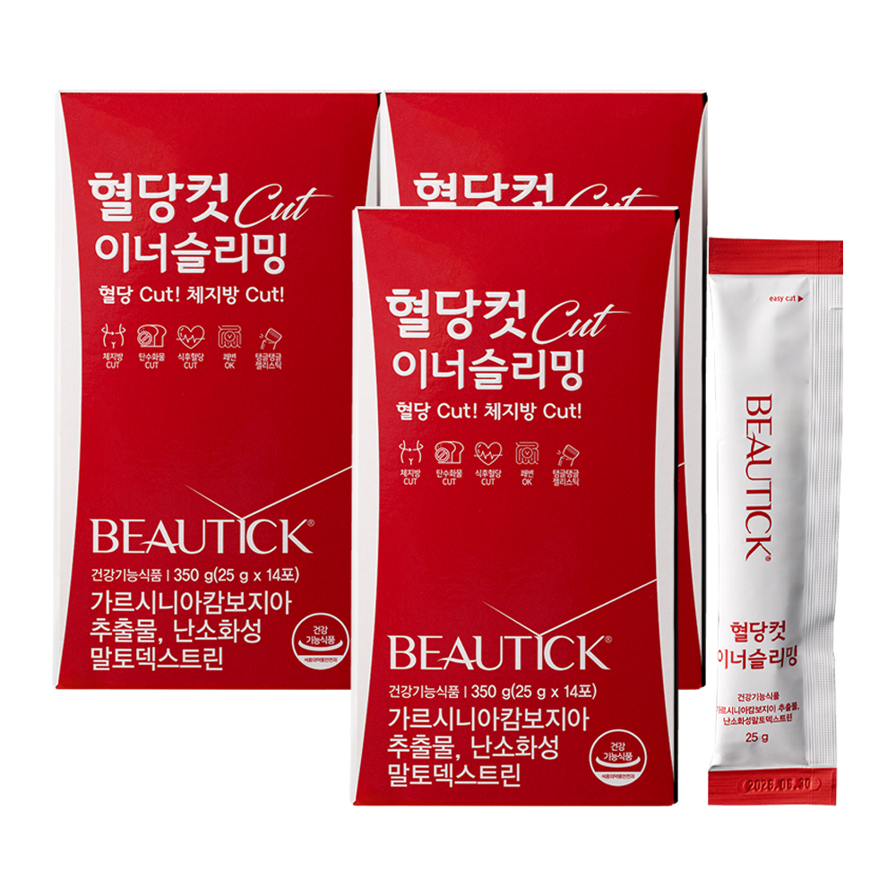 <b>뷰틱</b> 혈당컷 <b>이너슬리밍</b> 350g (25g x 14포) x 3개 총 42일분