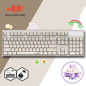 그루브스톤 GV10 수제윤활 유선 기계식키보드 따뜻한크레용, 저소음밀키축, 38g