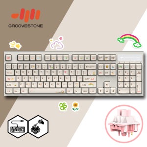 그루브스톤 GV10 수제윤활 유선 기계식키보드 따뜻한크레용, 저소음코랄축, 45g