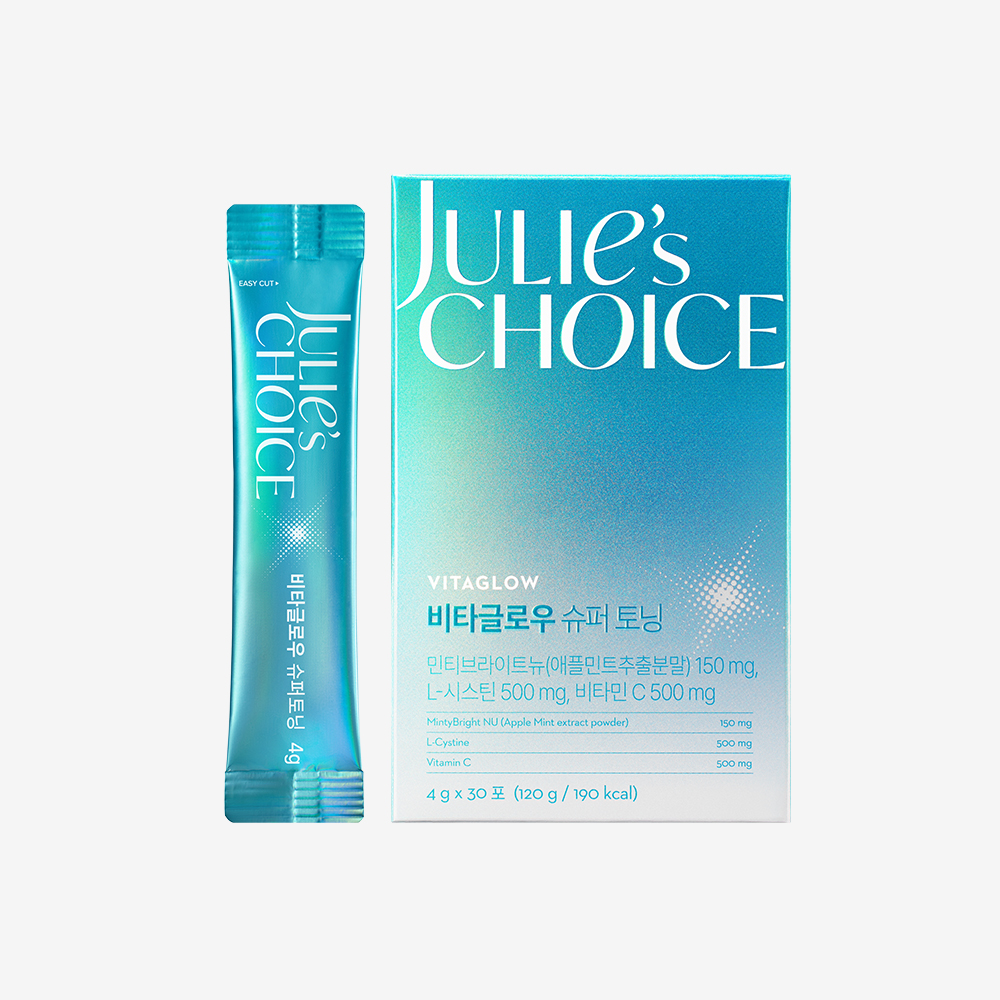 줄리스초이스 <b>비타글로우</b> <b>비타</b>민C 민티브라이트뉴 애플민트맛 분말 슈퍼토닝 30포, 1개