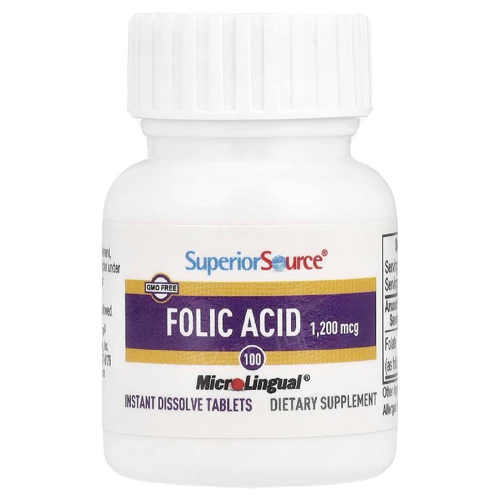 슈페리어소스 <b>폴릭애시드</b> 엽산 <b>1200mcg</b> 100정 폴레이드 FolicAcid