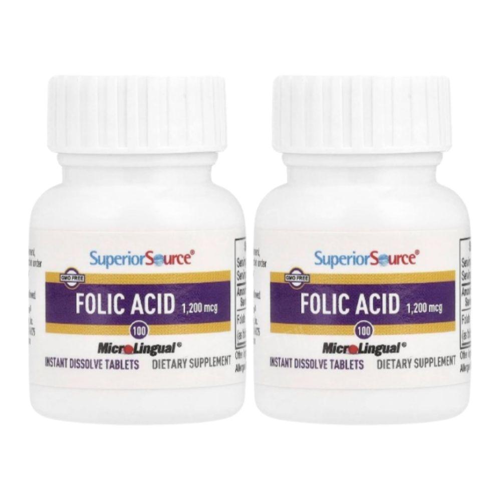 슈페리어소스 엽산 <b>폴릭애시드 1200mcg</b> 100정 2개 폴레이드 FolicAcid