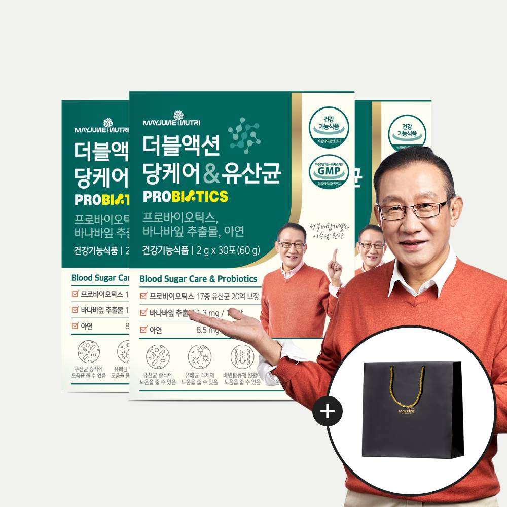 메이준뉴트리 이승남 더블액션 당케어 &amp; 유산균 30포, 3개