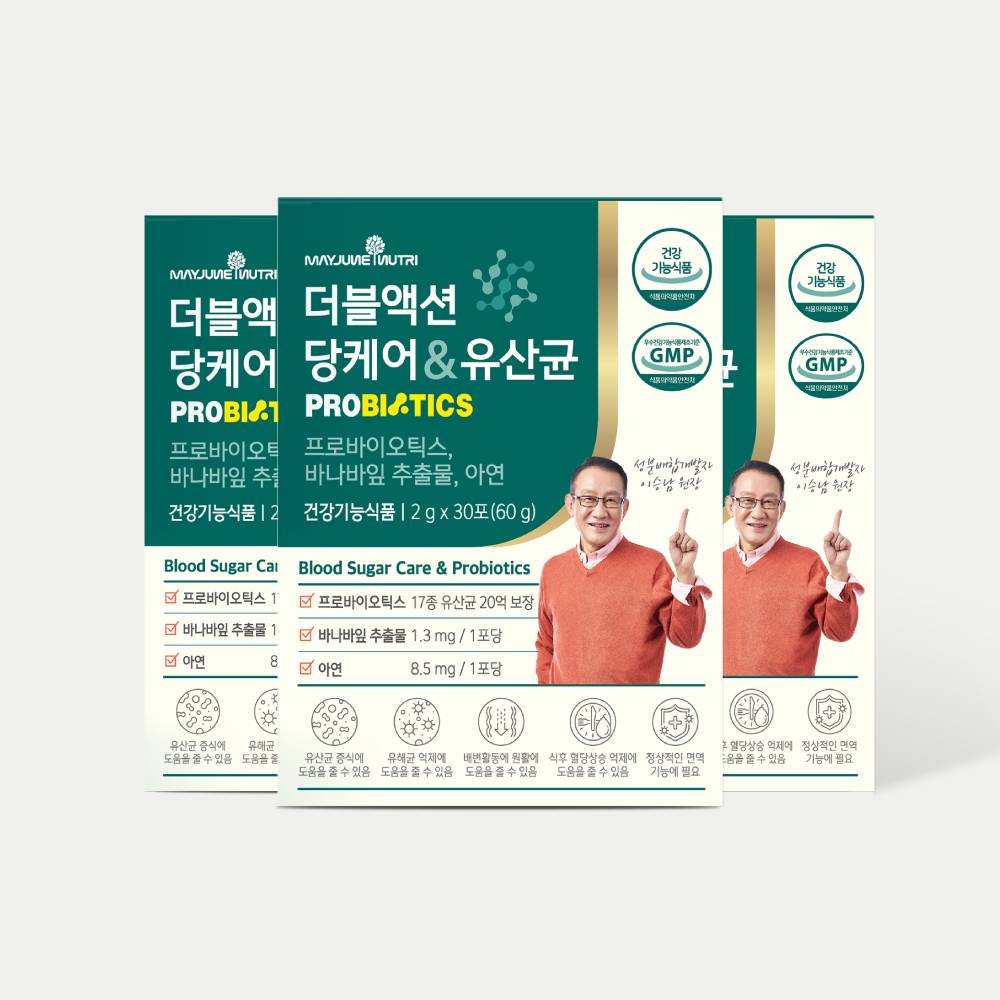 메이준뉴트리 이승남 더블액션 당케어 &amp; 유산균 30포, 3개