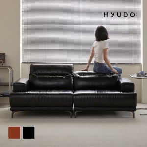 휴도 취향의 동백 2060 모듈 헤드레스트 블랙 카멜 쇼파 3인 가죽 소파