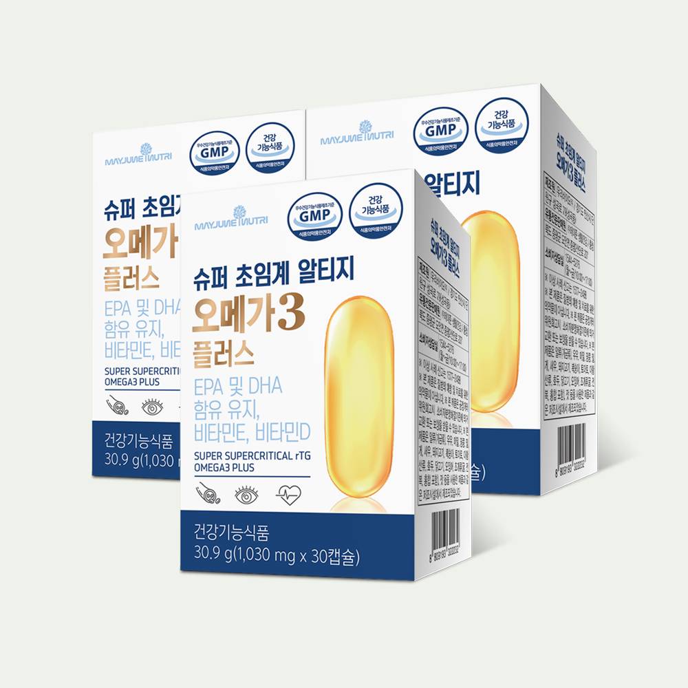 메이준뉴트리 슈퍼 초임계 알티지 오메가3 플러스 비타민D 30캡슐, 3개