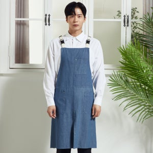 SAH-550-2/블루 버클업 데님 H형앞치마/바리스타 커피숍 카페 공방앞치마