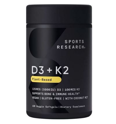 스포츠리서치 <b>비타민d5000iud3</b> + K2 120정 베지캡 비타민D3 5000IU
