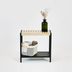 [덕하우스] 철제 타공 다용도 책장 우드 수납 화분 받침대 정리대 선반 2단 500 블랙