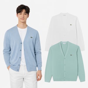 라코스테 남성 솔리드 가디건 봄 여름 니트가디건