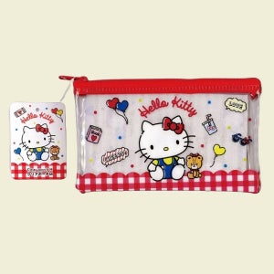 산리오 헬로키티 레트로 투명 와이드 PVC 파우치 M사이즈 일본정식수입