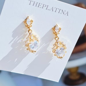 6가지 샹들리에 큐빅 하트 화이트 블루 퍼플 은침 귀걸이