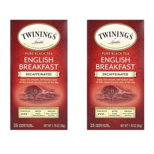 트와이닝 잉글리쉬 블랙퍼스트 디카페인 순수 블랙티 홍차 티백 25개 50g(2개세트)
