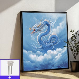 승천하는 청룡 45x45cm 무광블랙 알루미늄액자 용그림