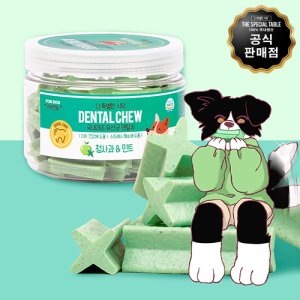 푸디 강아지 간식 유산균 덴탈츄 300g (청사과&민트)