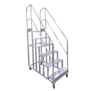 [유앤세이프]알루미늄 중량형 광폭 6단 회전B/K바퀴형 핸드레일 난간형 계단 안전 작업발판