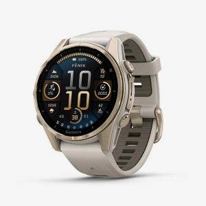가민 Fenix 8 43mm AMOLED GPS 프리미엄 아웃도어 스마트워치 소프트 골드 실리콘 밴드 피닉스8