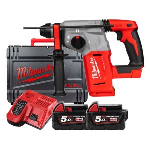 밀워키 M18 BLH-502X 충전 로터리 햄머 드릴 18V 배터리(5.0) 2개 세트