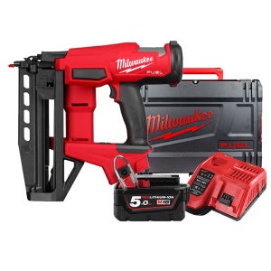 밀워키 M18 FN16GS-501X 무선 T핀 타카 18V 네일러 배터리5Ah 1개 세트