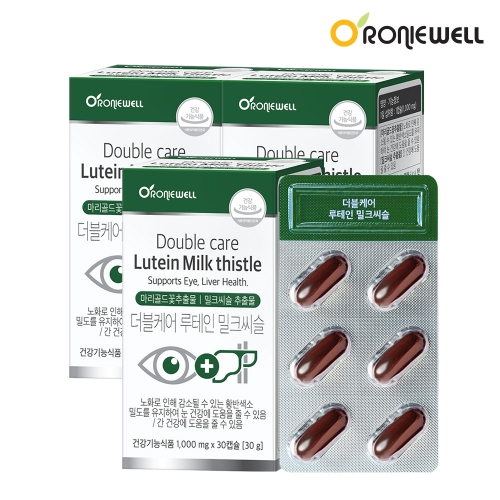 로니웰 <b>더블케어 루테인 밀크씨슬</b> 30캡슐, 3개