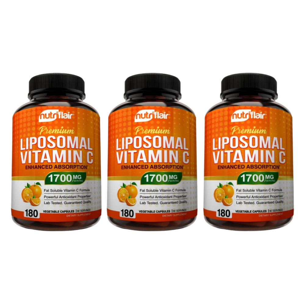 3개 NutriFlair <b>리포소말 Vitamin C</b> 1700mg 베지 180 정 오렌지향