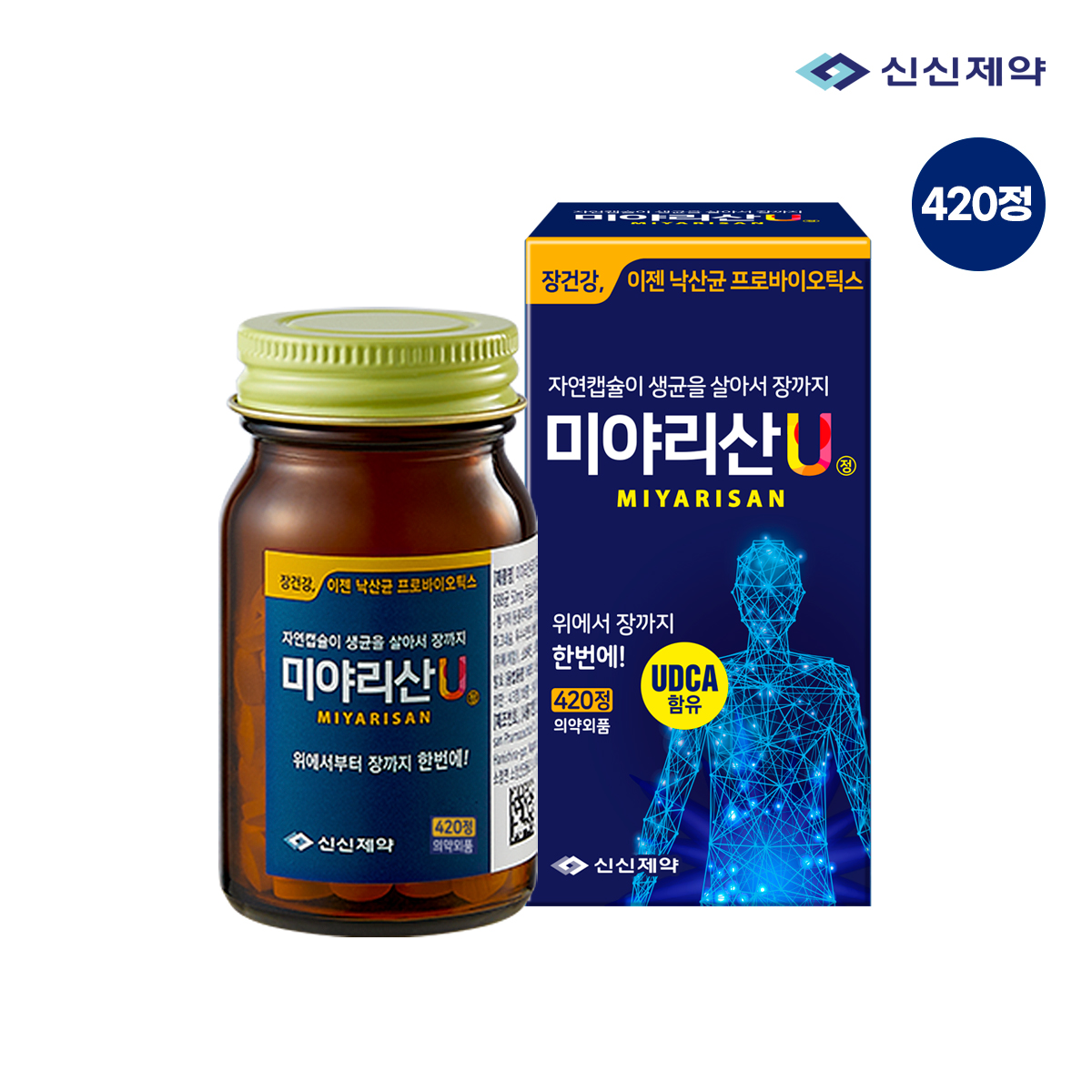 [<b>신신제약</b>] 미야리산U 낙산균 프로바이오틱스 420정, 1개
