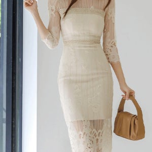 [루씨앤] 프롬 시스루 미니원피스 하객룩 럭셔리 정장 홀복 섹시원피스 아나운서룩 9719