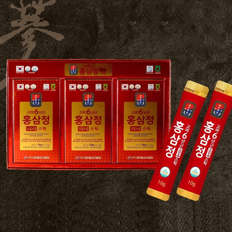<b>고려</b> 6년근 <b>홍삼정</b> 100세 스틱 30포 10박스 피로 면역 <b>혈행</b> 기억 <b>개선</b> 건강기능식품