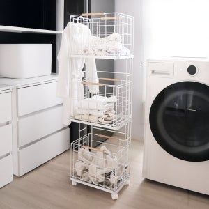 미스터데코 빨래바구니 이동식 3단 세탁바구니 인형 장난감 정리