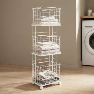 미스터데코 빨래바구니 이동식 3단 세탁바구니 인형 장난감 정리