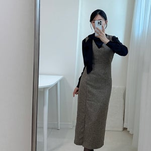 브이넥 드뮤이 뷔스티에 롱원피스