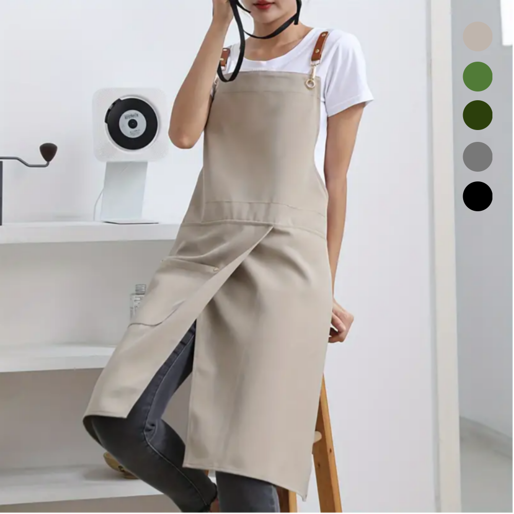 사선 앞트임 길이조절 캔버스 순면 방수 바리스타 앞치마 카페 공방 화원 미술 미용실 공예