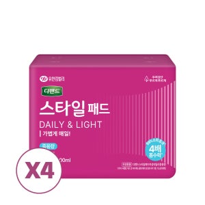 [국내생산][요실금패드] 디펜드스타일 여성 요실금 데일리 라이너/패드 중용량일자, 14개입, 4팩