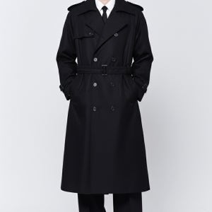 이영준옴므 프리미엄 코튼 100% 클래식 블랙 봄가을 롱 트렌치코트