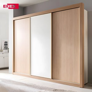 에넥스 아몬드 슬라이딩 장롱 2676mm, 3도어, 화이트내추럴