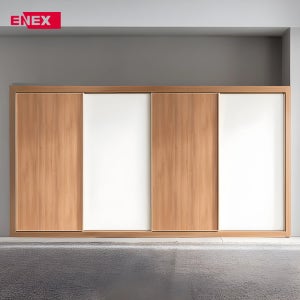 에넥스 아몬드 슬라이딩 장롱 3150mm, 4도어, 화이트내추럴