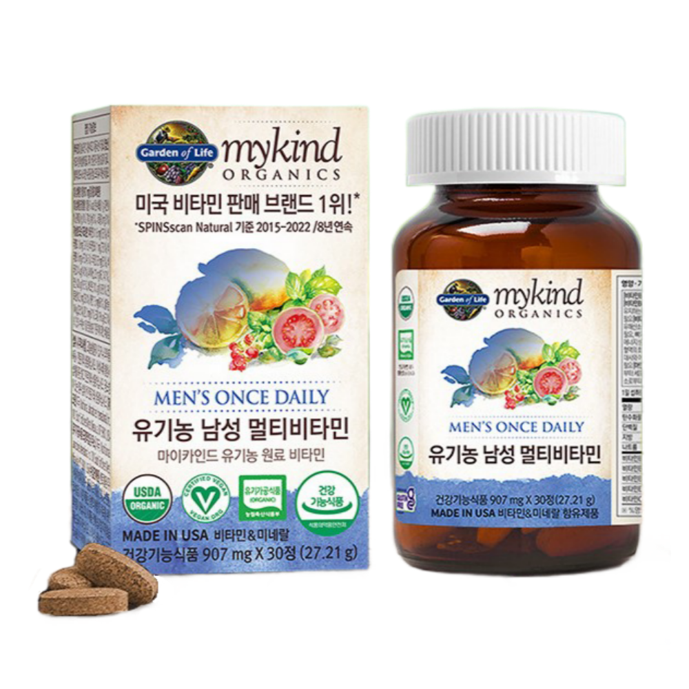 <b>유기농</b> 남성 멀티 <b>비타민</b> 30정, 1개