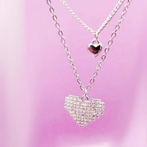 아리볼 픽셀 하트 티타늄 체인 목걸이