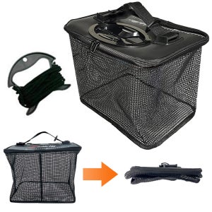 더블히트 촘촘한 메쉬 원터치 사각 부력 살림망+로프 낚시 부력망 36cm