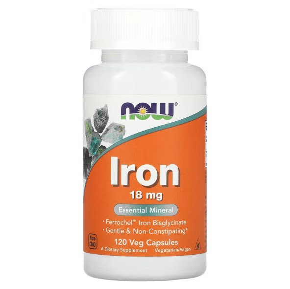 나우푸드 NOW 철분 <b>Iron 18mg</b> 120정 1통 리틀 고약사 약들약