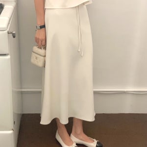 [당일발송]Lit 롱 플레어 스커트 여성 미디밴딩 실키스커트