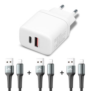 고부기 초고속 멀티 충전기 케이블 포함 25W어댑터/화이트+Uto8 블랙x3