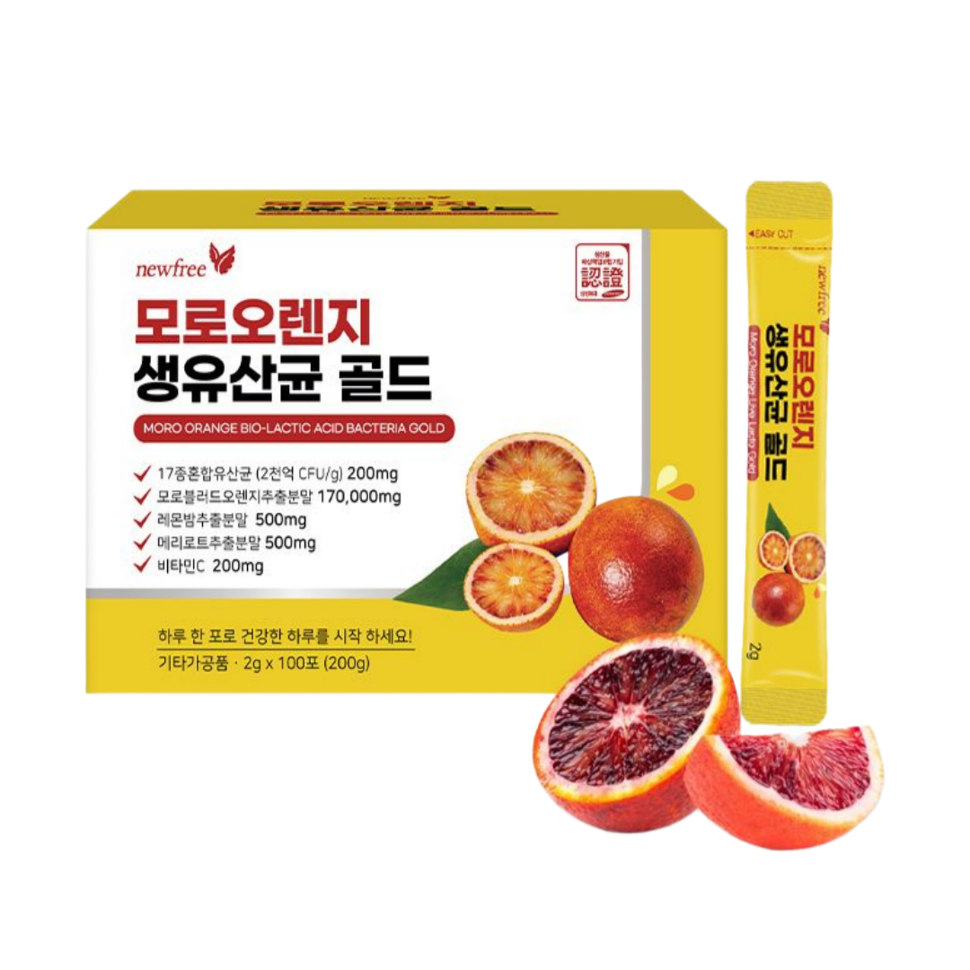 <b>뉴프리</b> 모로오렌지 생유산균 프로바이오틱스 골드 100포, 1개